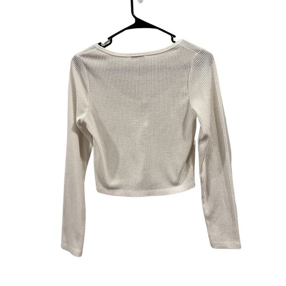 Cotton On White Soft ribbed Long sleeve Crop top Size M - Picture 2 of 6